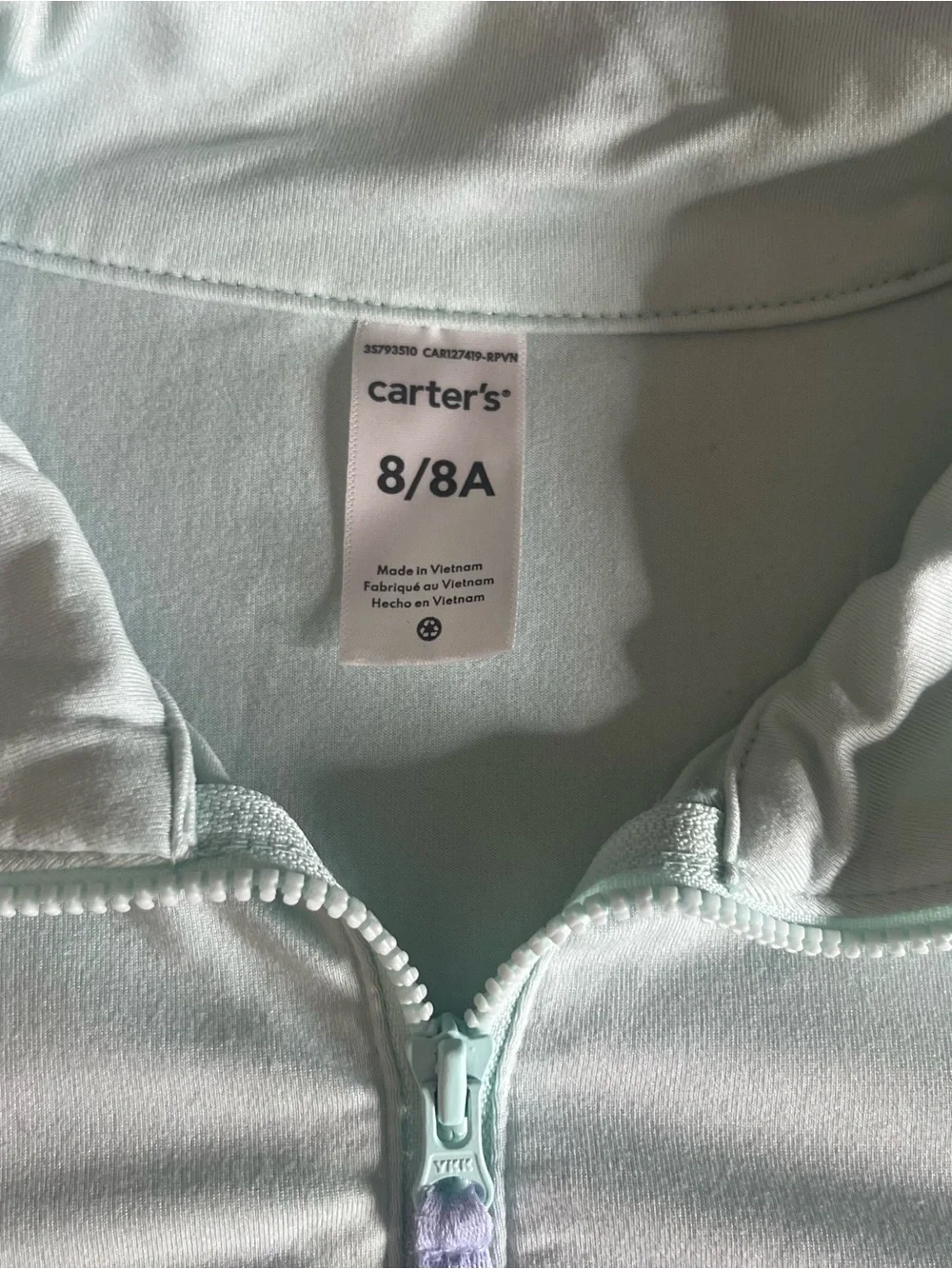 Carter’s Girls Mint Green Athletic Zip Jacket and Skort Set Sz 8 - Picture 2 of 9